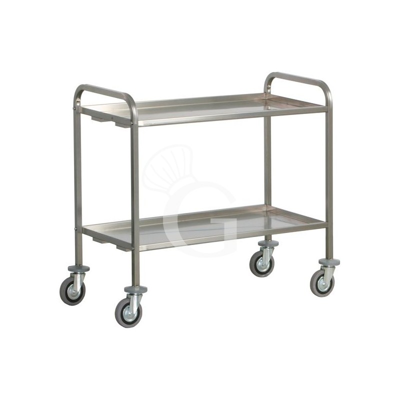 Carrello di servizio inox 2 piani per trasporto pesante L 920 mm x P 670 mm x H 980 mm