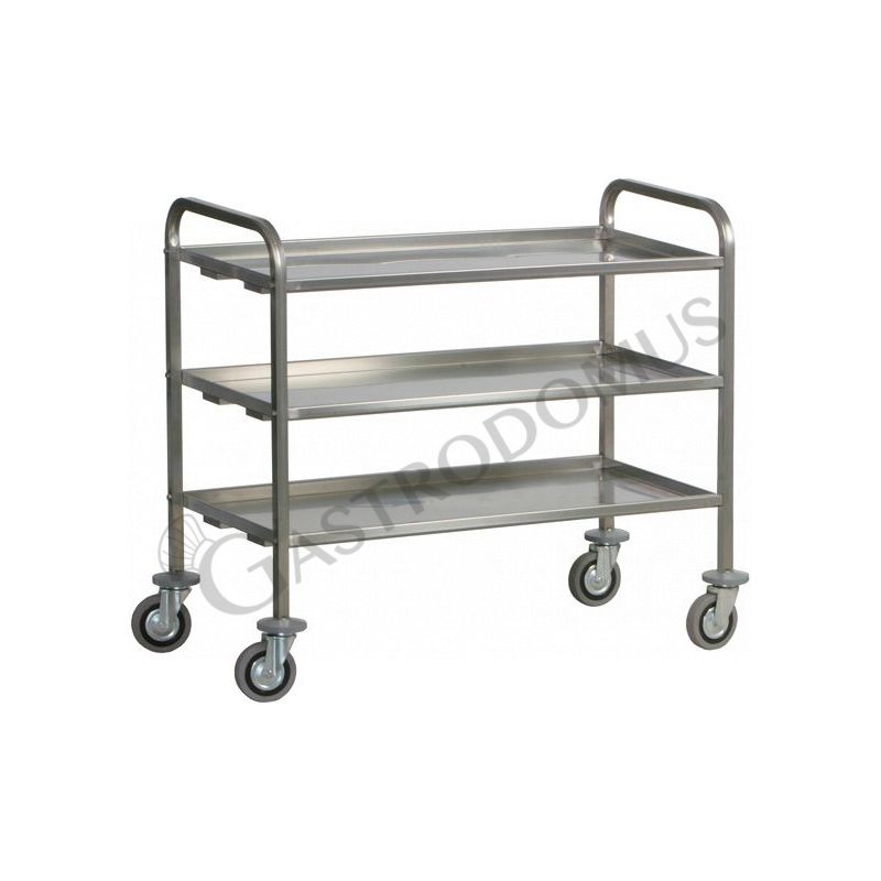 Carrello di servizio inox 3 piani per trasporto pesante L 920 mm x P 670 mm x H 980 mm