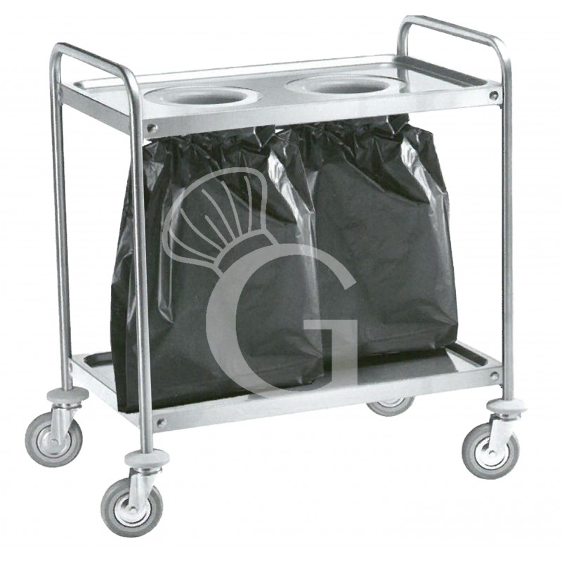 Carrello di servizio in acciaio inox con due fori L 1100 mm x P 600 mm x H 940 mm