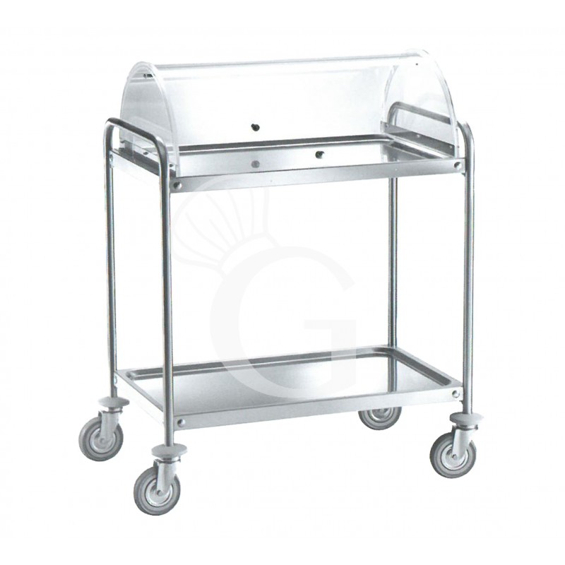 Carrello di servizio in acciaio inox con cupola L 1100 mm x P 600 mm x H 1090 mm
