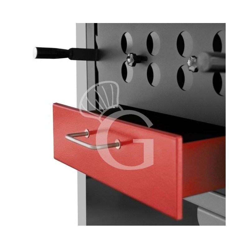 Barbecue modulare triplo alimentato a carbone vegetale - Lunghezza 2200 mm
