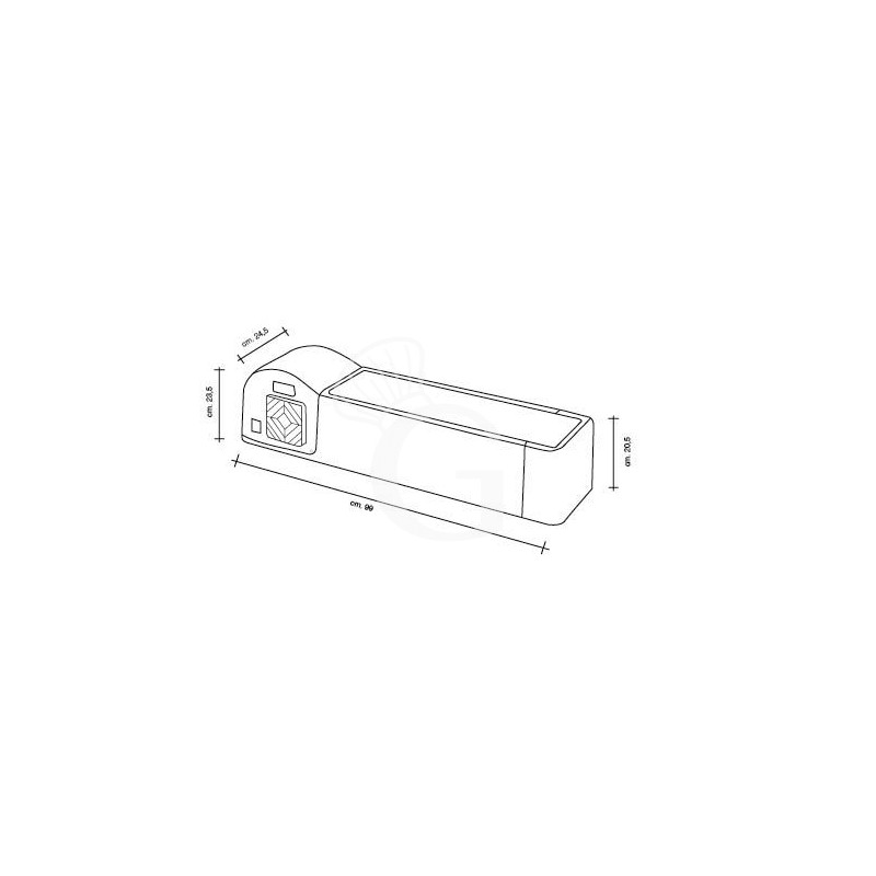 Refrigeratore da banco, L 990 mm x P 245 mm x H 235 mm