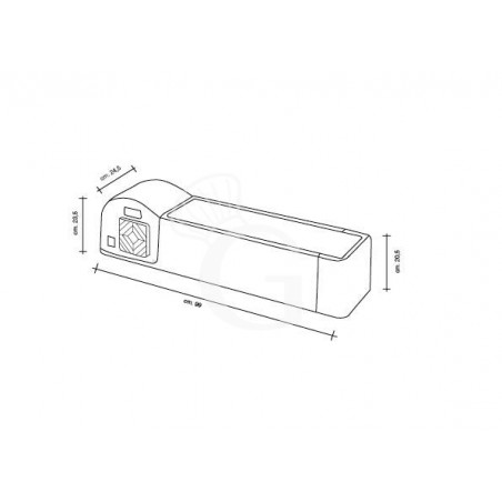 Refrigeratore da banco, L 990 mm x P 245 mm x H 235 mm Refrigeratore da banco, L 990 mm x P 245 mm x H 235 mm
