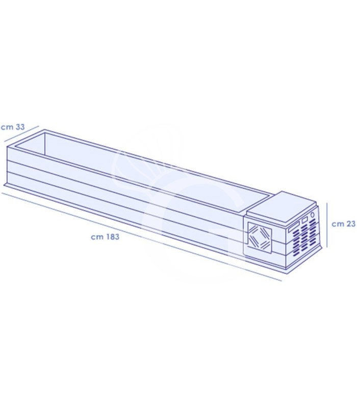 Refrigeratore da banco, L 1830 mm x P 330 mm x H 230 mm
