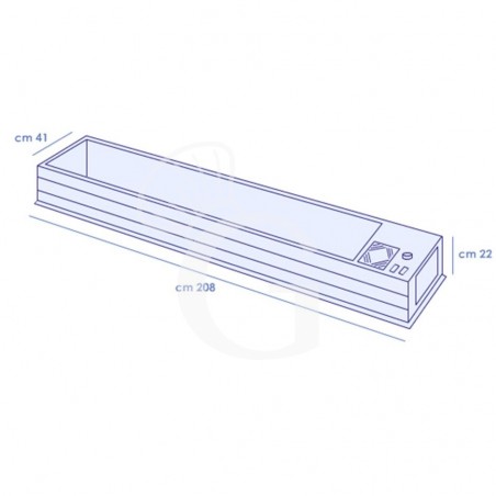 Refrigeratore da banco, L 2080 mm x P 410 mm x H 220 mm Refrigeratore da banco, L 2080 mm x P 410 mm x H 220 mm