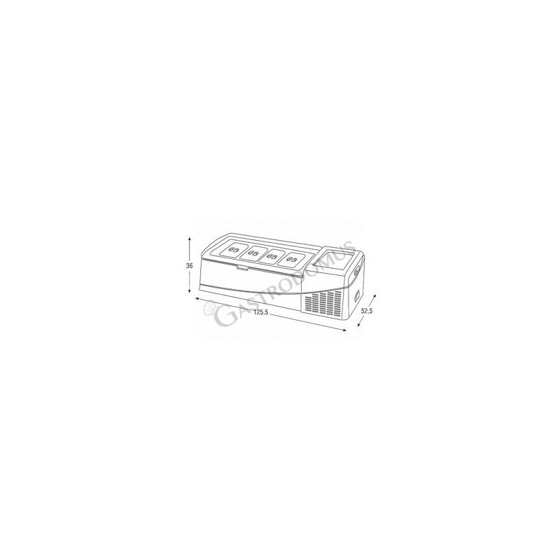 Refrigeratore da banco, L 1225 mm x P 525 mm x H 360 mm