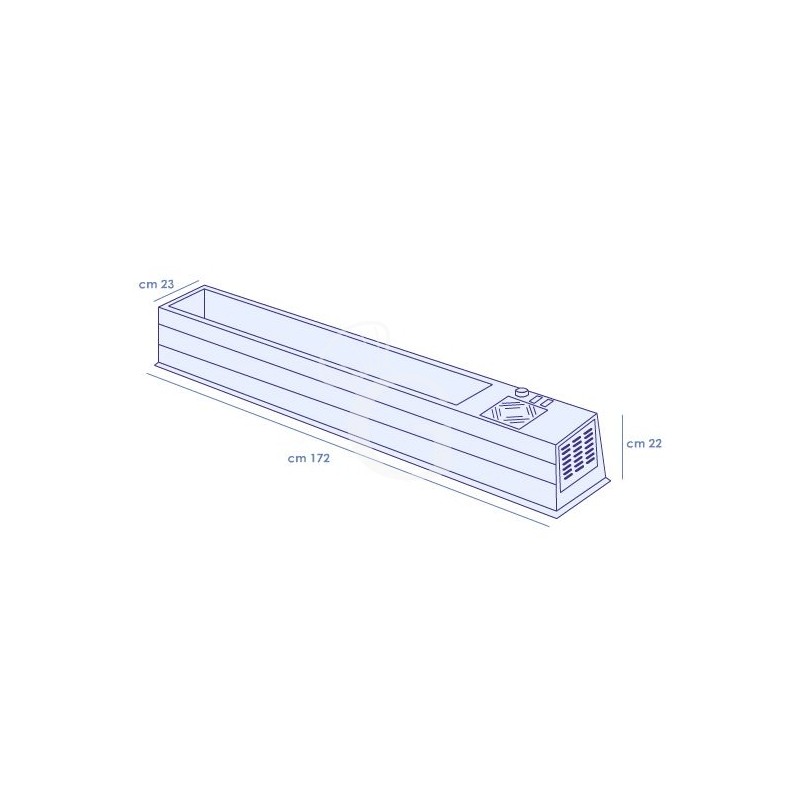 Refrigeratore da banco, L 1720 mm x P 230 mm x H 220 mm