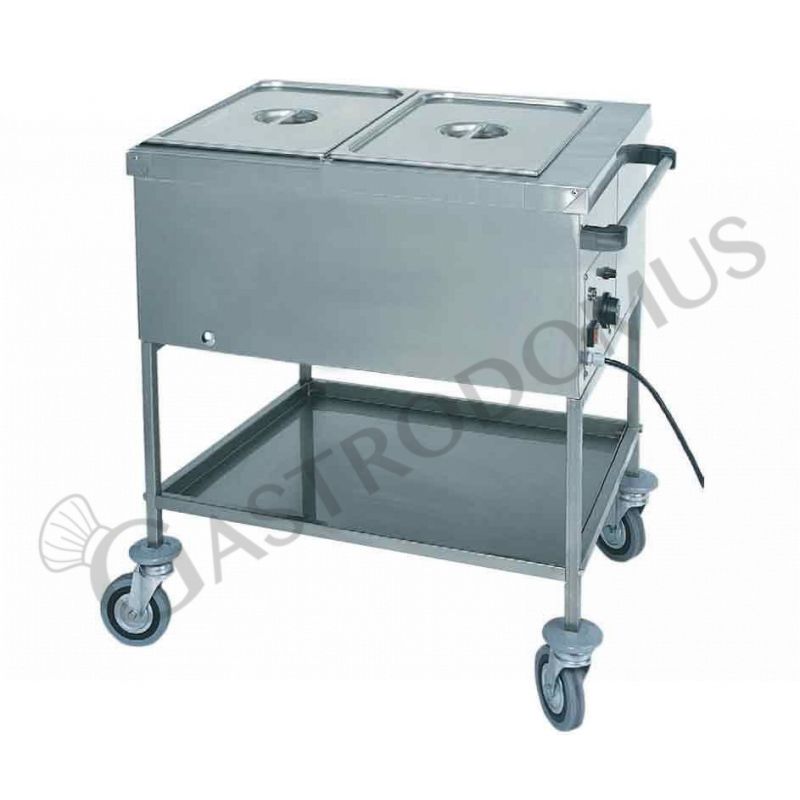Carrello termico bagnomaria per 2 bacinelle GN1/1 - L 840 mm x P 650 mm x H 850 mm Carrello termico bagnomaria per 2 bacinelle GN1/1 - L 840 mm x P 650 mm x H 850 mm