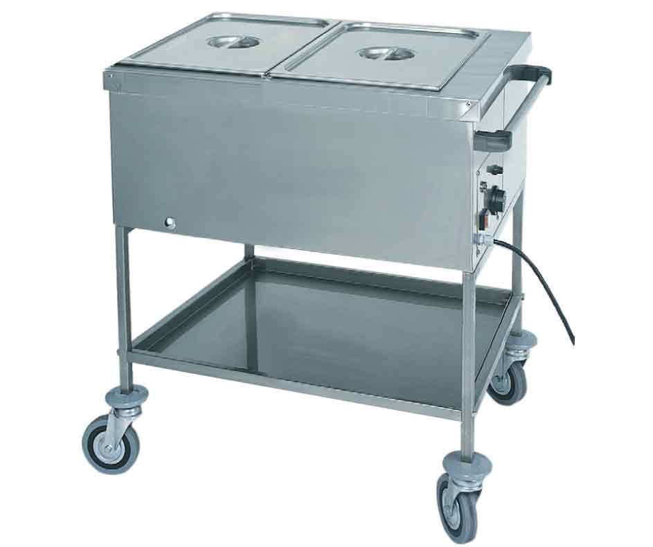 Carrello termico bagnomaria per 2 bacinelle GN1/1 - L 840 mm x P 650 mm x H 850 mm
