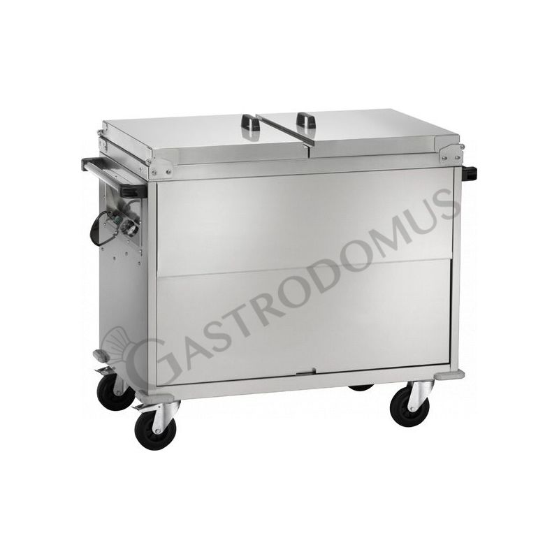 Carrello termico armadiato bagnomaria a temperatura differenziata per 2 bacinelle GN1/1 - L 960 mm x P 680 mm x H 1020 mm