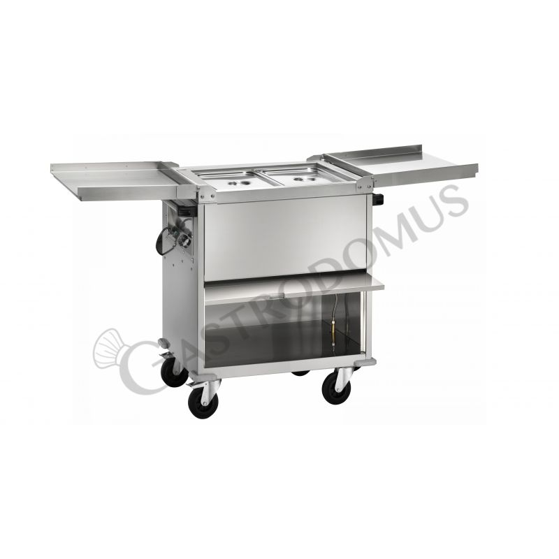 Carrello termico armadiato bagnomaria a temperatura differenziata per 2 bacinelle GN1/1 - L 960 mm x P 680 mm x H 1020 mm