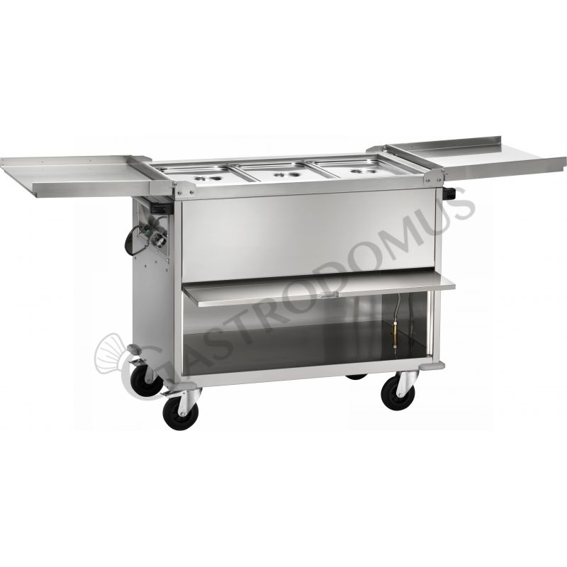 Carrello termico armadiato bagnomaria a temperatura differenziata per 3 bacinelle GN1/1 - L 1300 mm x P 680 mm x H 1020 mm