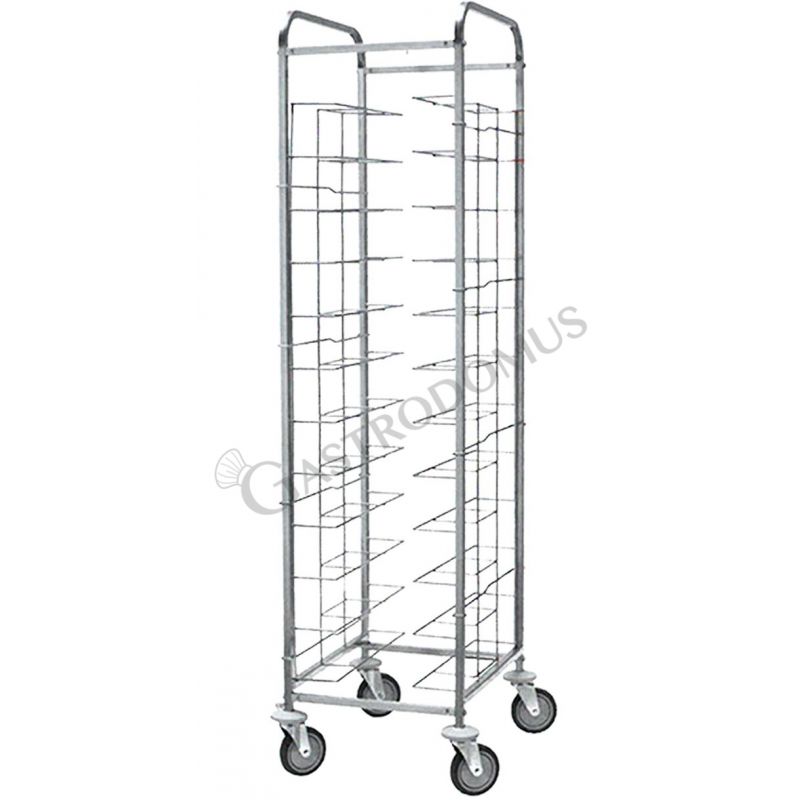 Carrello portavassoi universale in inox per 12 vassoi - L 520 mm x P 620 mm x H 1850 mm