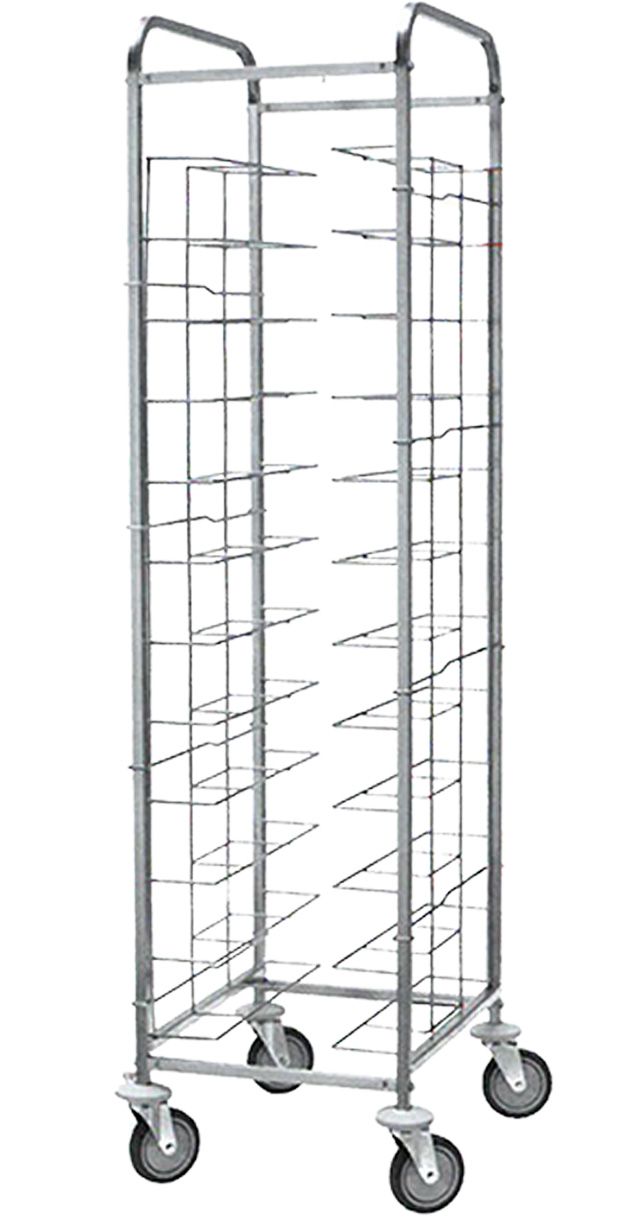 Carrello portavassoi universale in inox per 12 vassoi - L 520 mm x P 620 mm x H 1850 mm