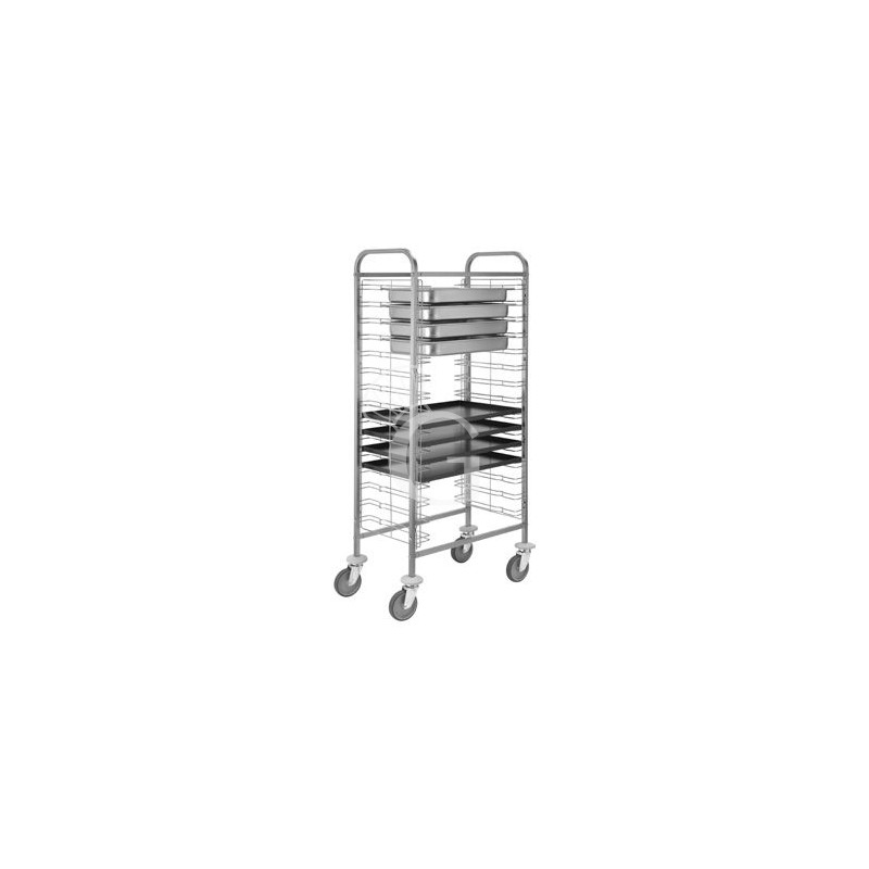 Carrello portavassoi in inox per 10 bacinelle GN1/1 o teglie 60 x 40 cm
