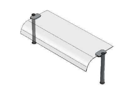 Sovrastruttura ad un piano con vetro curvo L 1770 x P 415 x H 385 mm