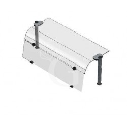 Sovrastruttura ad un piano con vetro curvo e vetro frontale L 1770 x P 480 x H 385 mm