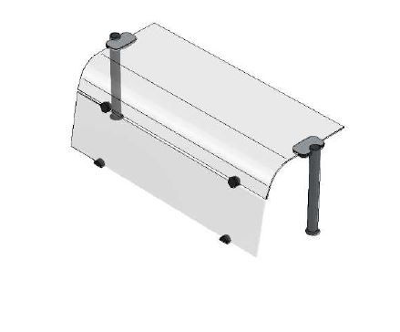Sovrastruttura ad un piano con vetro curvo e vetro frontale L 1770 x P 480 x H 385 mm