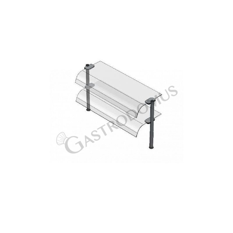 Sovrastruttura a 2 piani con vetri curvi L 795 x P 415 x H 655 mm Sovrastruttura a 2 piani con vetri curvi L 795 x P 415 x H 655 mm