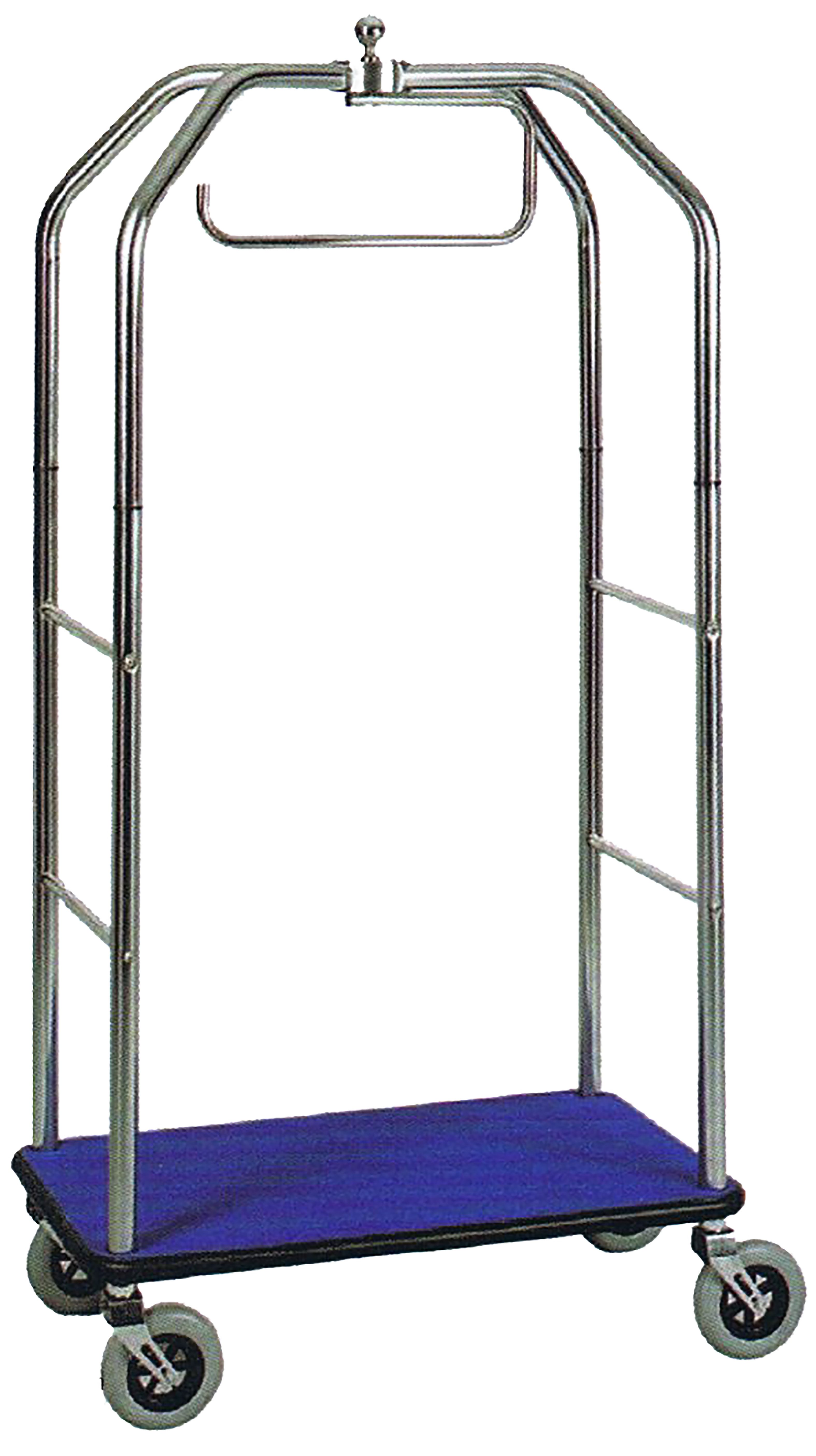 Carrello portavaligie con appendiabiti in acciaio cromato - L 950 mm x P 550 mm x 1900 mm