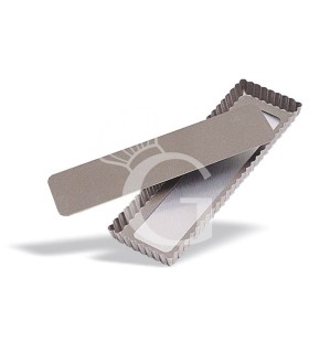 Tortiera antiaderente fondo mobile in inox L 350 mm x P 110 mm x H 25 mm