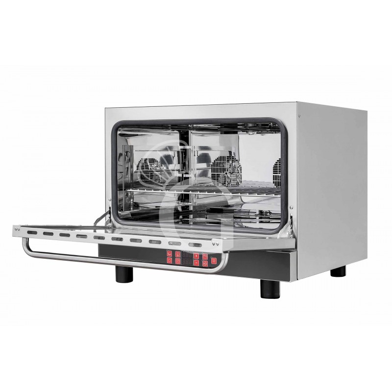 Forno elettrico a convezione per pasticceria, umidificatore e grill, porta ribalta, comandi digitali, 4 teglie 600X400 mm