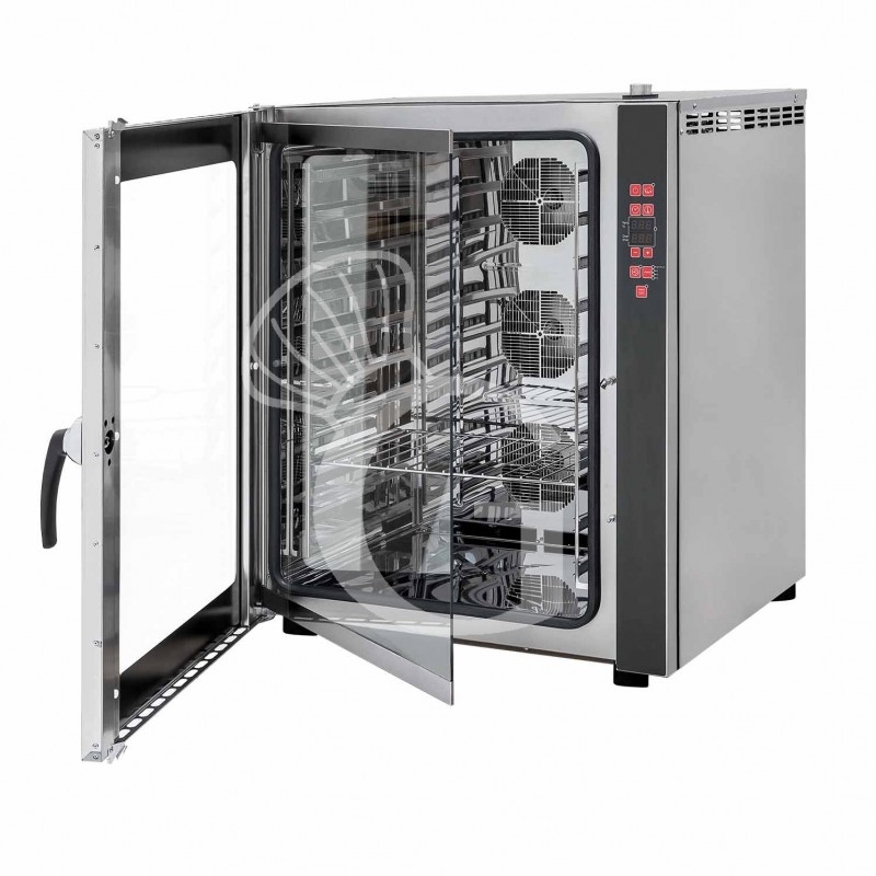 Forno elettrico a convezione per pasticceria con umidificatore, trifase, comandi digitali, 10 teglie 600X400 mm