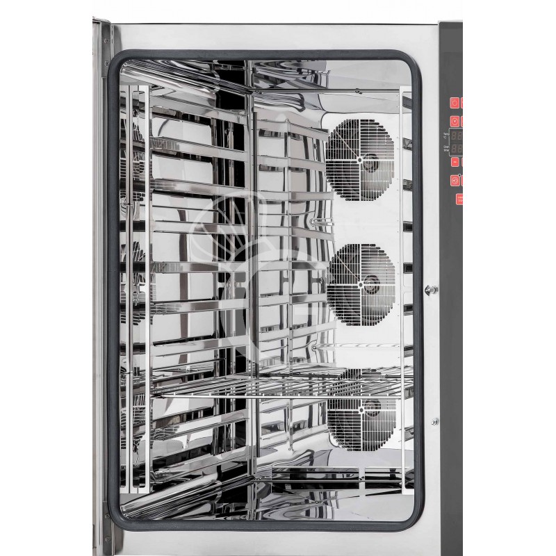 Forno elettrico a convezione per pasticceria con umidificatore, trifase, comandi digitali, 10 teglie 600X400 mm