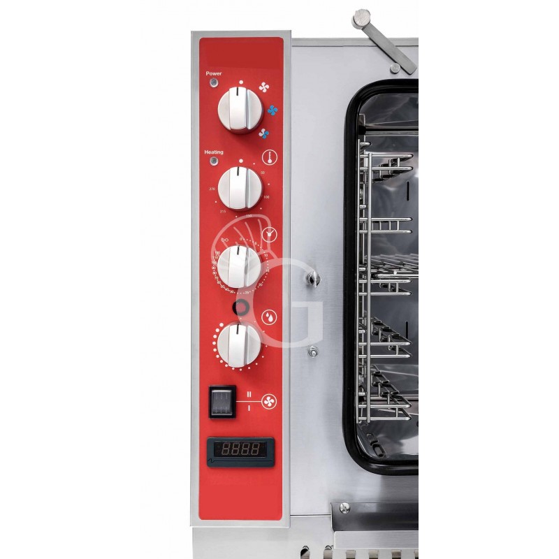 Forno elettrico a convezione per pasticceria con umidificatore, trifase, comandi digitali, 10 teglie 600X400 mm