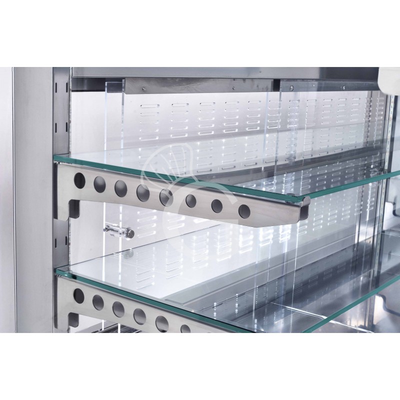 Vetrina refrigerata ventilata cubica 3 ripiani con tendina lato cliente  - Lunghezza 810 mm