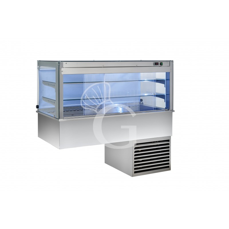 Vetrina refrigerata ventilata cubica 3 ripiani con tendina lato cliente  - Lunghezza 1785 mm