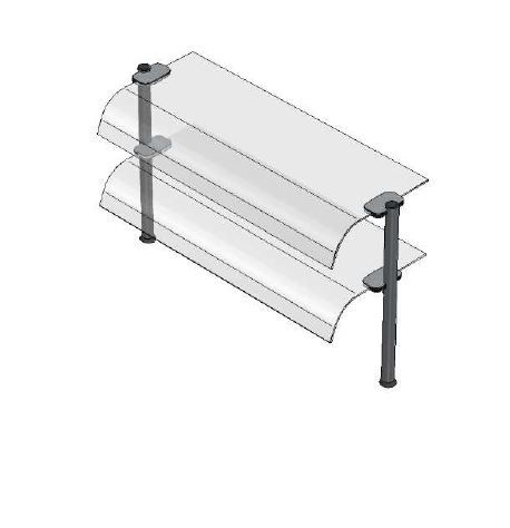 Sovrastruttura a 2 piani con vetri curvi L 1770 x P 415 x H 655 mm