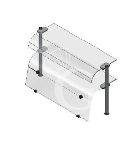 Sovrastruttura a 2 piani con vetri curvi e chiusura frontale L 2095 x P 480 x H 655 mm