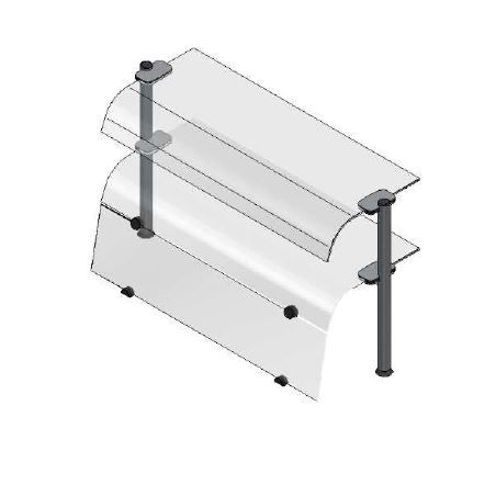 Sovrastruttura a 2 piani con vetri curvi e chiusura frontale L 2095 x P 480 x H 655 mm