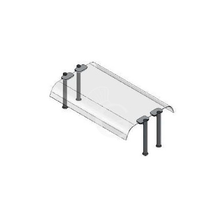 Sovrastruttura a 1 piano con vetro curvo ambo i lati L 1770 x P 640 x H 385 mm Sovrastruttura a 1 piano con vetro curvo ambo i lati L 1770 x P 640 x H 385 mm