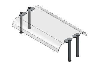 Sovrastruttura a 1 piano con vetro curvo ambo i lati L 1445 x P 640 x H 385 mm
