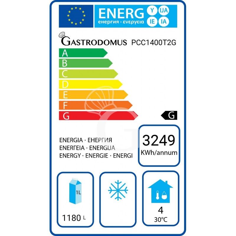 Armadio Refrigerato Ventilato 2 porte vetro -2°C/+10°C 1400 LT