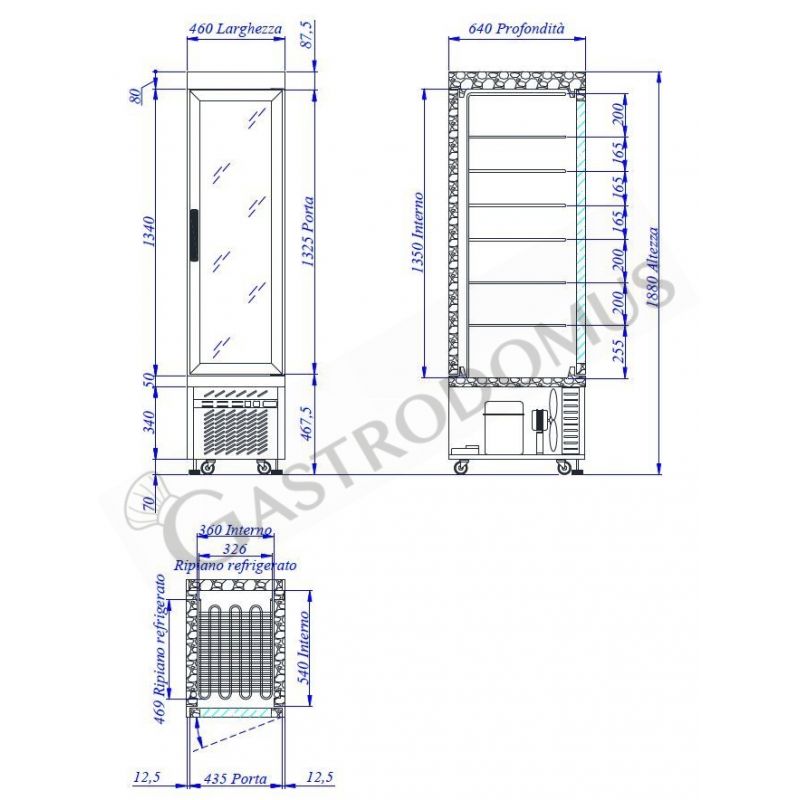 Espositore Refrigerato Pasticceria Statico 250 LT -15°C/-25°C 1 lato vetro