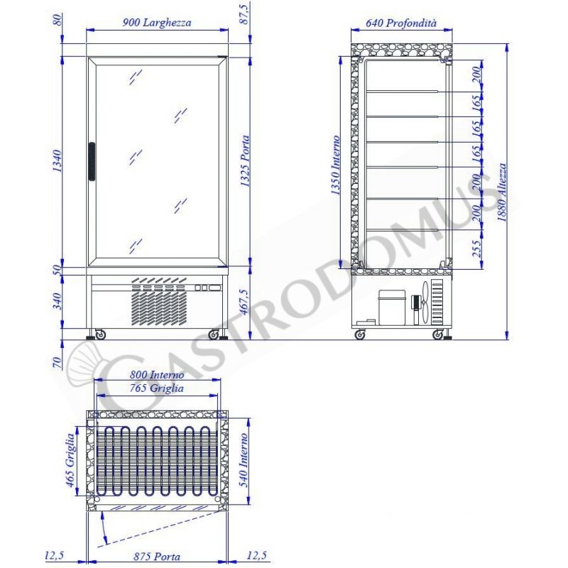 Espositore Refrigerato Pasticceria Statico 555 LT -15°C/-25°C 1 lato vetro