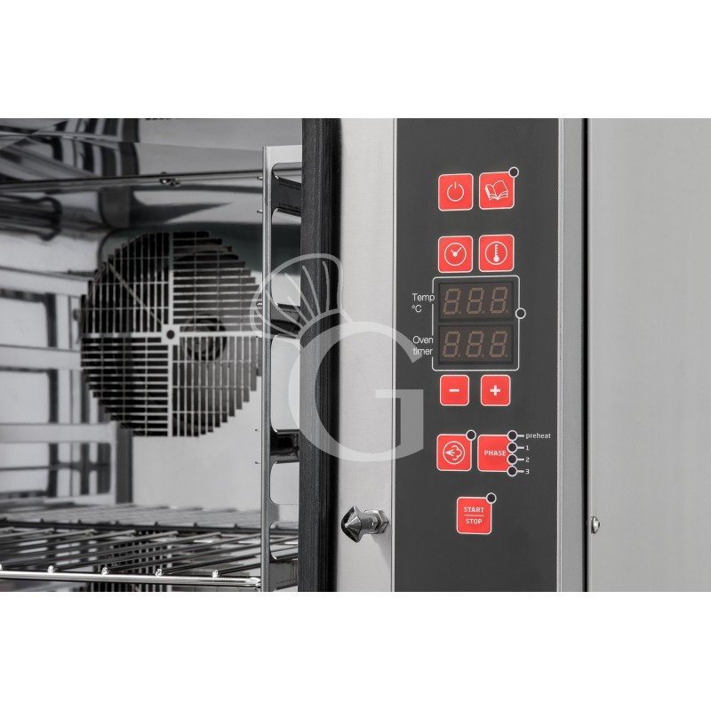 Forno elettrico a convezione per gastronomia, umidificatore,porta bandiera, comandi digitali, trifase, 6 teglie GN 1/1 530x325mm