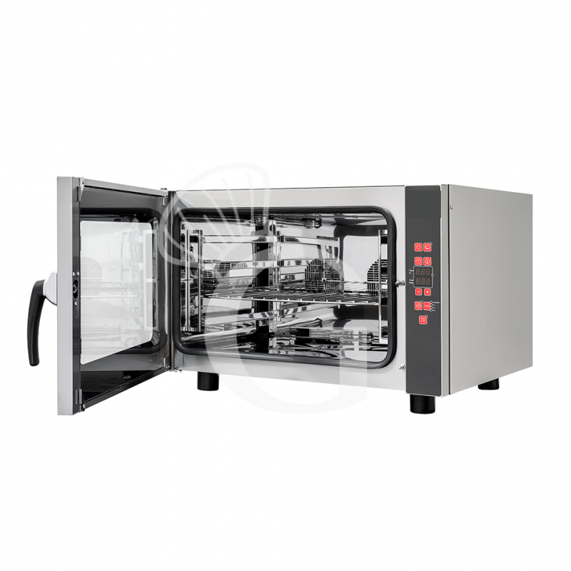 Forno elettrico a convezione per gastronomia, umidificatore,porta bandiera, comandi digitali, trifase, 4 teglie GN 1/1 530x325mm