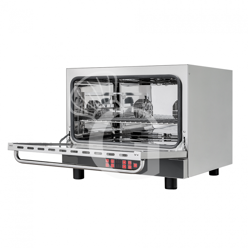 Forno elettrico a convezione per brioches, umidificatore e grill, porta ribalta, comandi digitali, 4 teglie GN 1/1 530x325 mm