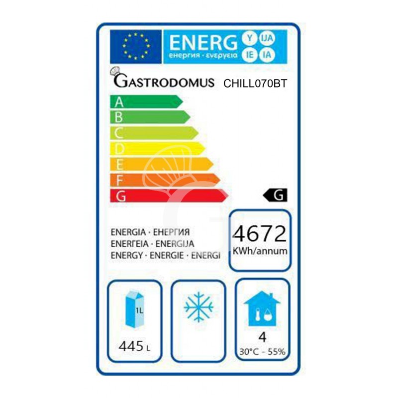 Scheda energetica armadio frigo negativo in acciaio inox – Ventilato - Temperatura -18°/-22°C - 700 Lt