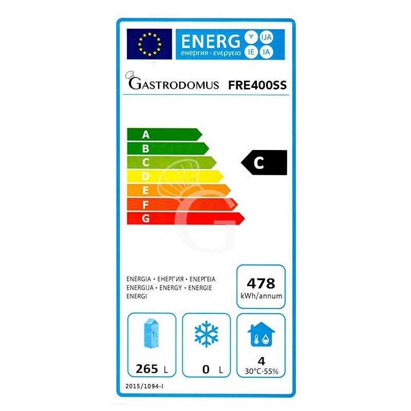 Armadio refrigerato statico - in INOX - temperatura +2°C/+8°C - capacità 340 LT