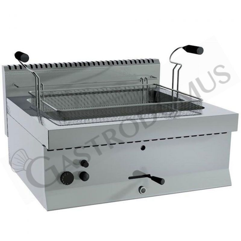 Friggitrice a gas per pasticceria da banco 1 vasca 21 LT L 700 mm x P 650  mm x H 285 mm - mod. GFP621