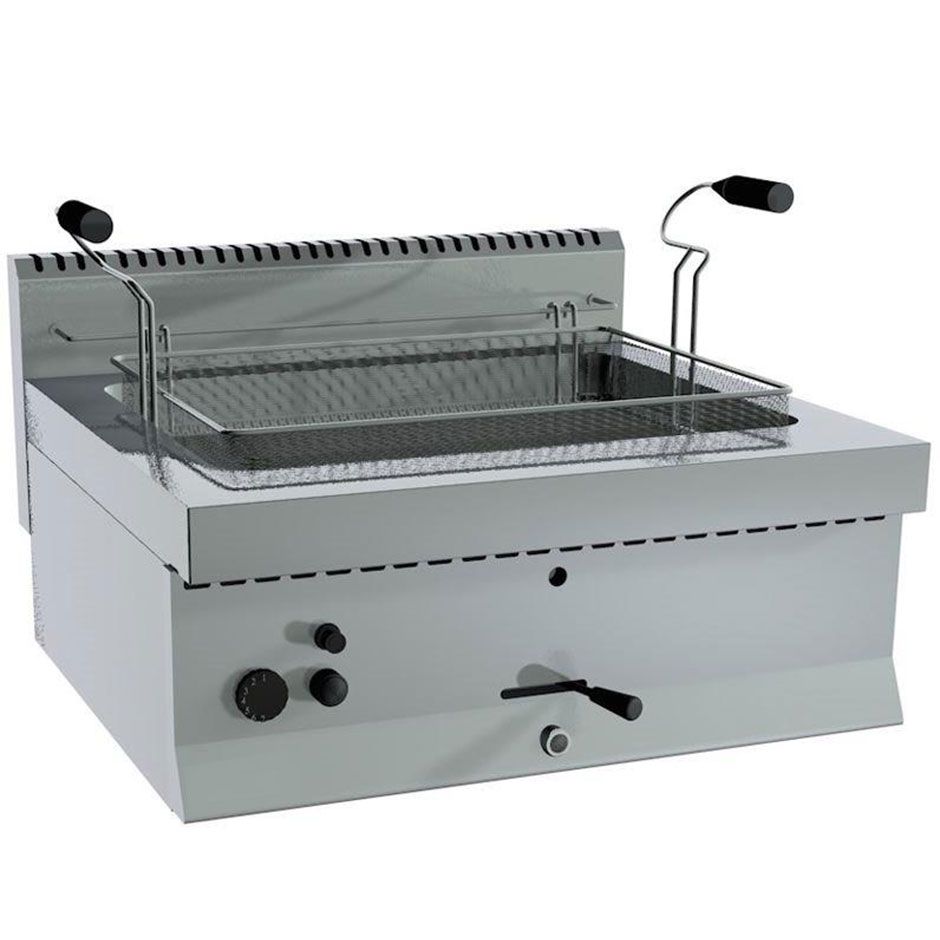 Friggitrice a gas per pasticceria da banco 1 vasca 21 LT L 700 mm x P 650 mm x H 285 mm