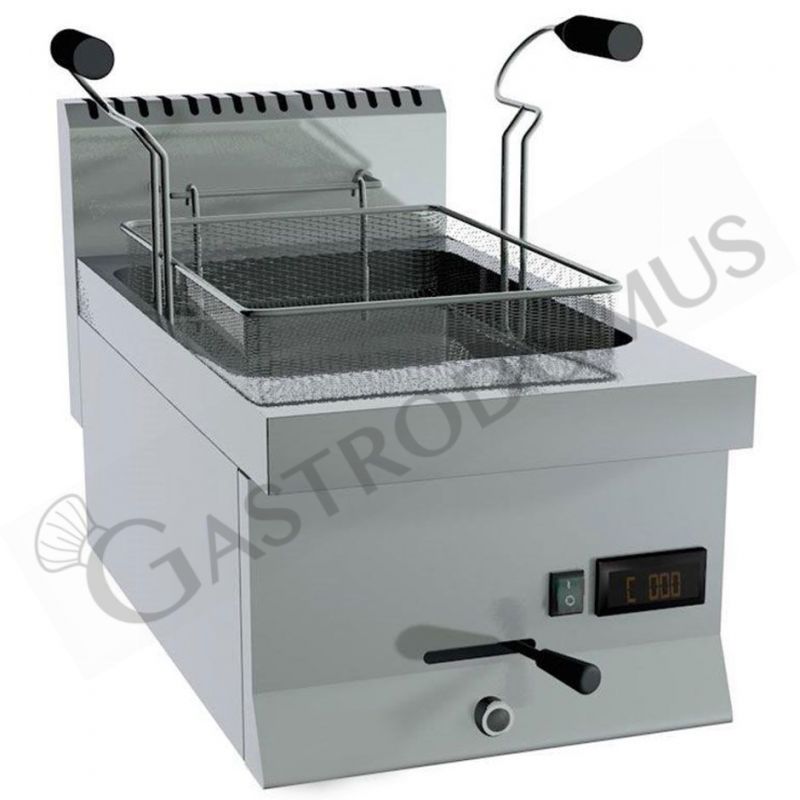 Friggitrice elettrica per pasticceria da banco 1 vasca 5 LT L 350 mm x P 650 mm x H 285 mm Friggitrice elettrica per pasticceria da banco 1 vasca 5 LT L 350 mm x P 650 mm x H 285 mm
