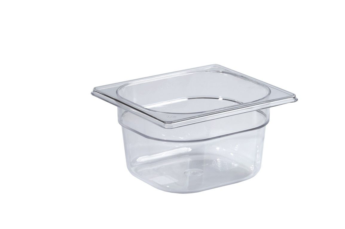 Bacinella in Policarbonato GN 1/6 - 176 mm x 162 mm x H 100 mm - capacità 1,6 litri