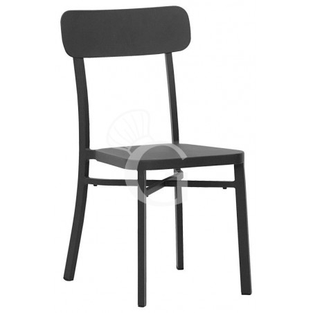 Sedia Basic con struttura, seduta e schienale in metallo verniciato, colore nero Sedia Basic con struttura, seduta e schienale in metallo verniciato, colore nero