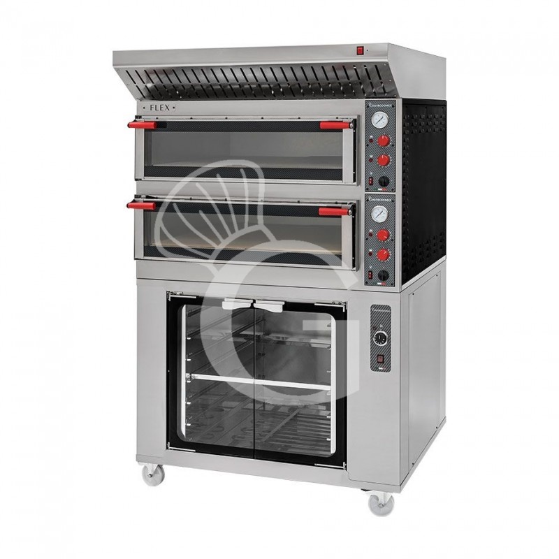 Forno elettrico porta vetro 8 pizze cella cappa - mod.  FLEX44PV+CELLA+KD4-44+MOT+REG | Gastrodomus
